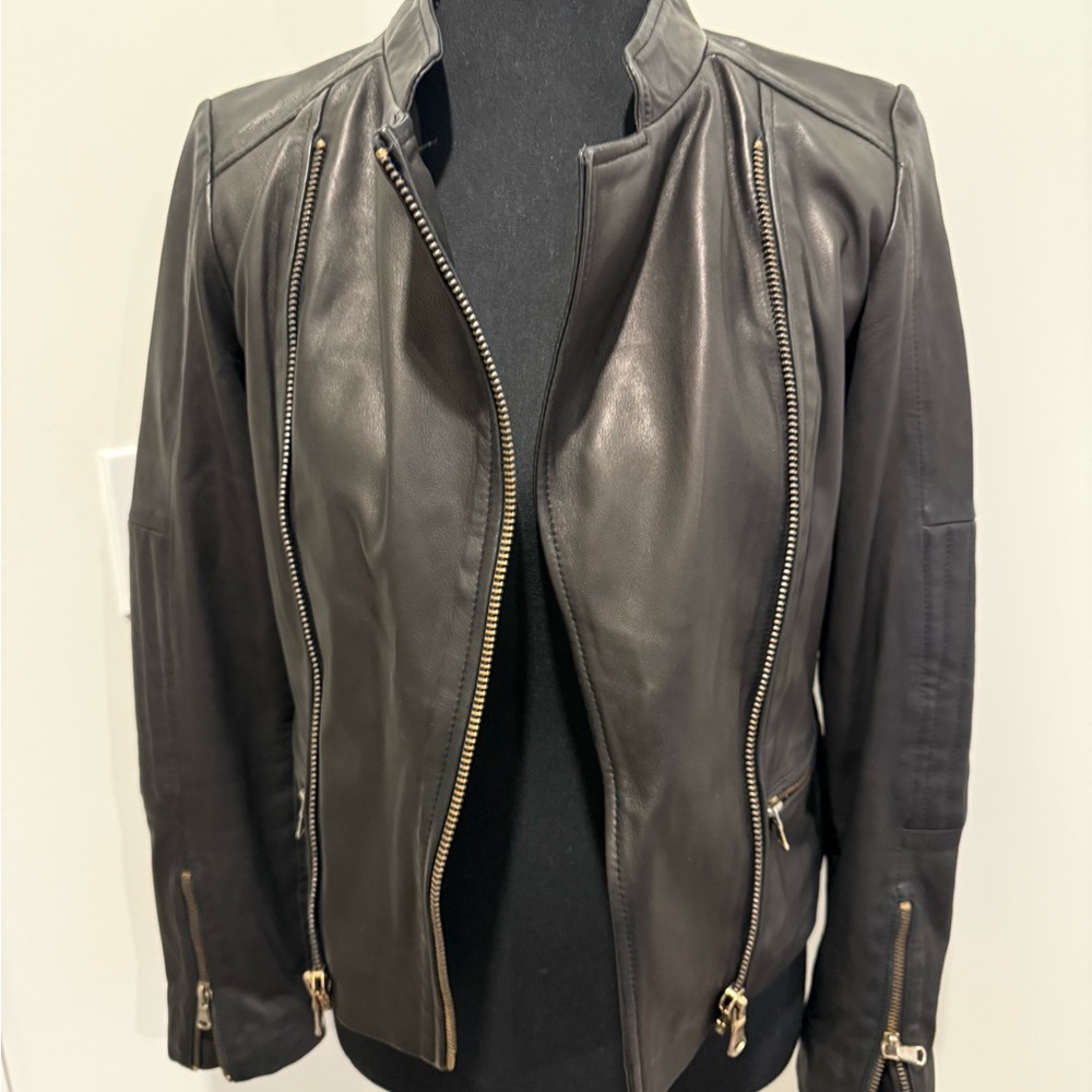 MOS MOSH Black Leather Moto Jacket – Size Small – NEW Without Tags